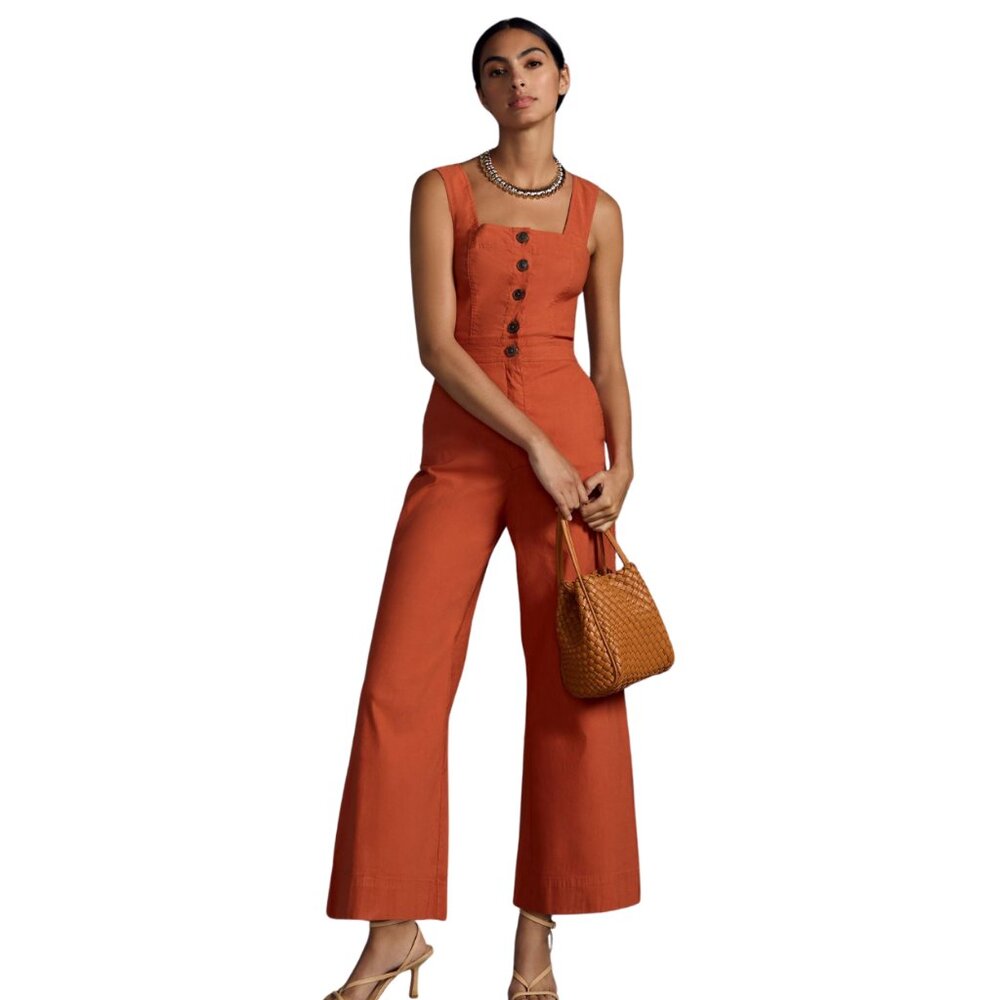 NWT The Portside Button-Front Jumpsuit by Maeve - Mango - Size 6